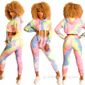 2mụ nwanyị 2 Piece Tye Dye Sweatsuit Set